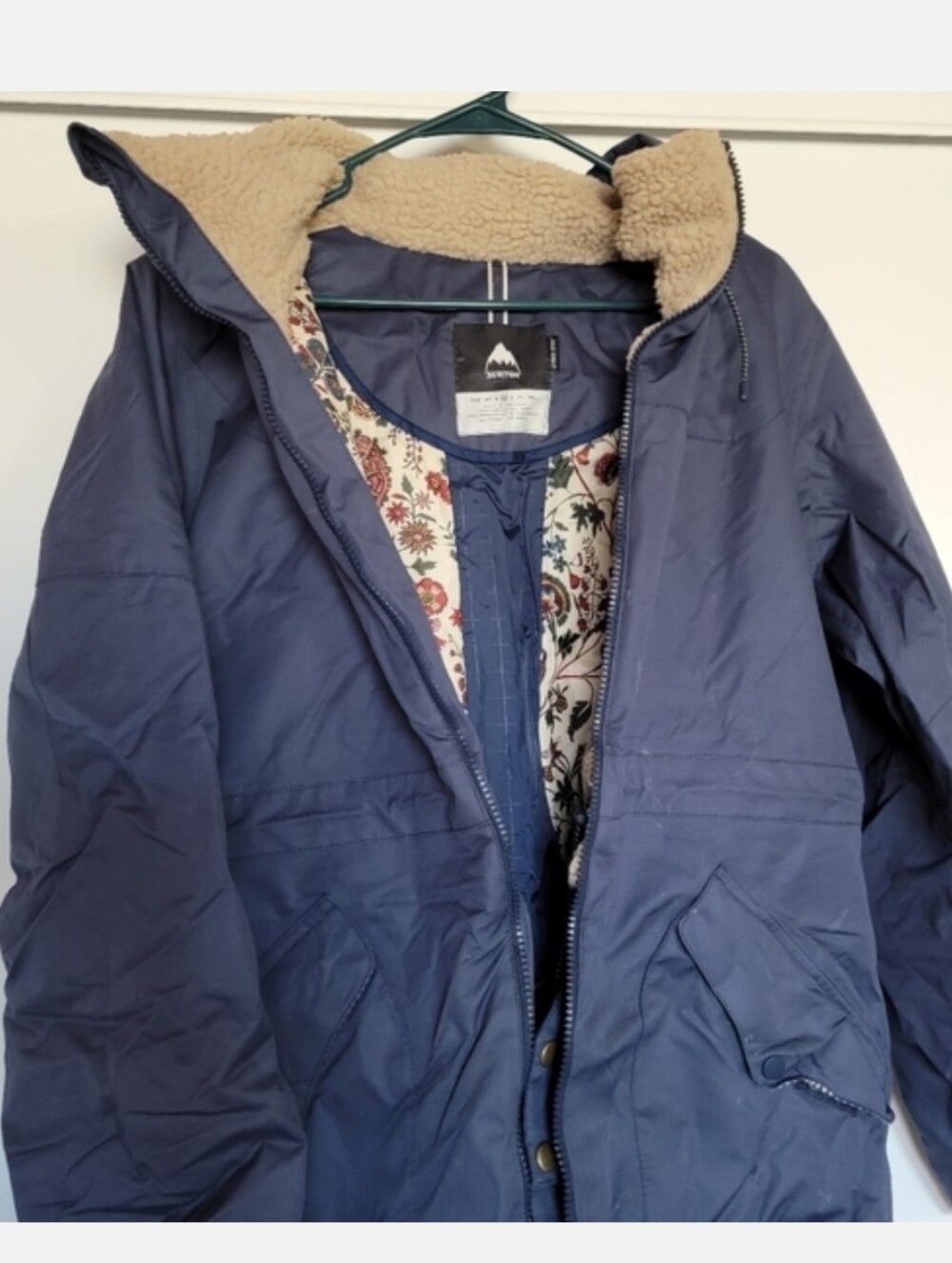 Navy Hooded Sherpa-Lined Winter Coat